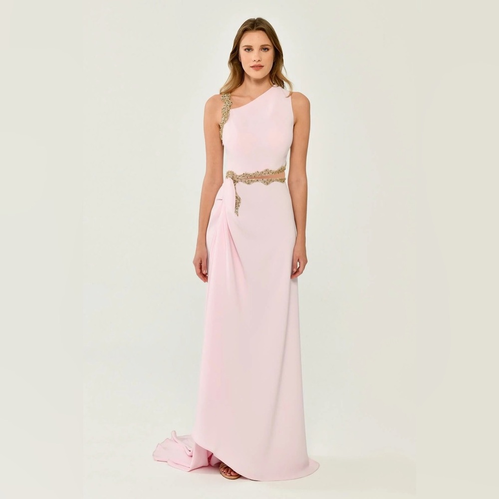 NEW Alfabeta Womens Beaded Long Dress, Pink